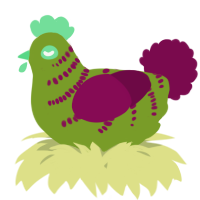 A chartreuse and wine chicken with a half-bar pattern