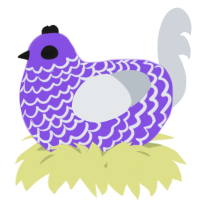 A blurple and mist chicken with a lace pattern
