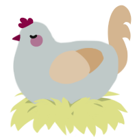 A silver and beige chicken