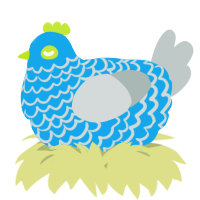 A sky and silver chicken with a lace pattern