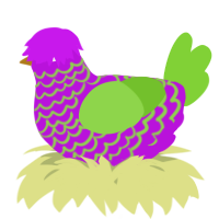 A amethyst and grass chicken with a lace pattern