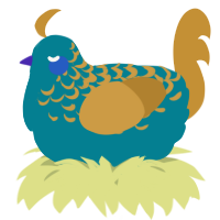 A sea and gold chicken with a half-lace pattern