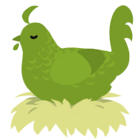 chlorophyll, a chartreuse chicken with a half-lace pattern