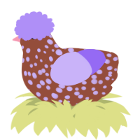 A russet and lilac chicken with a speckle pattern