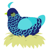 A navy and aqua chicken with a lace pattern
