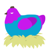 A cerulean and amethyst chicken with a head pattern