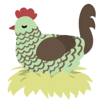 mint, a gluppy and bark chicken with a lace pattern