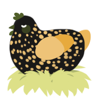 A sable and honey chicken with a speckle pattern
