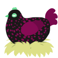A sable and wine chicken with a speckle pattern