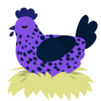 A blurple and tumblr chicken with a speckle pattern