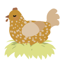 A gold and beige chicken with a speckle pattern