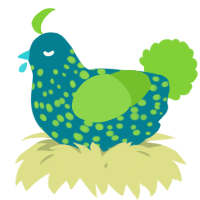 A sea and grass chicken with a speckle pattern