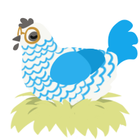 Michael, a white and sky chicken with a lace pattern