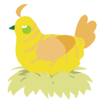 A yellow and honey chicken with a half-bar pattern