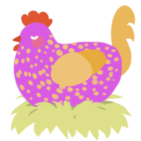 A orchid and honey chicken with a speckle pattern