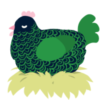 A tumblr and viridian chicken with a double-lace pattern