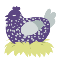 A overcast and silver chicken with a speckle pattern