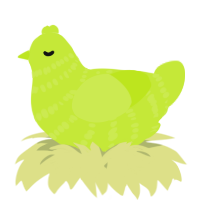 A lime chicken with a bar pattern