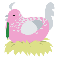 A pink and mist chicken with a half-lace pattern