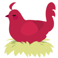 Holly, a crimson chicken