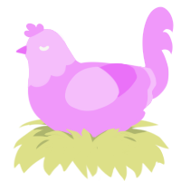 A lavender chicken with a head pattern