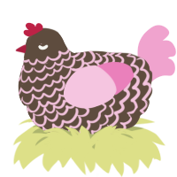 A bark and pink chicken with a lace pattern