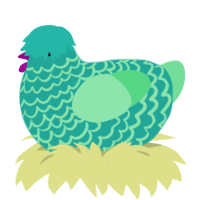 Sea Sick, a turquoise and spring chicken with a lace pattern