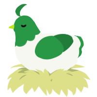 A white and viridian chicken with a head pattern