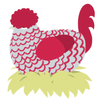 A mist and crimson chicken with a lace pattern