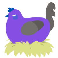 A blurple and grey chicken