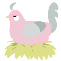 A rose and silver chicken with a lace pattern