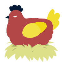 A red and yellow chicken