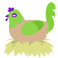 Matcha Roll, a beige and grass chicken with a head pattern