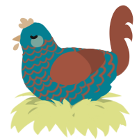 A sea and russet chicken with a lace pattern