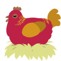 A crimson and ochre chicken with a neck-band pattern