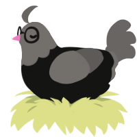 A black and grey chicken with a head pattern