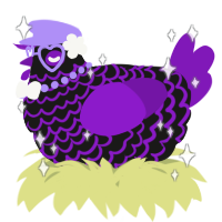A sable and violet chicken with a lace pattern