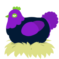 A tumblr and violet chicken with a head pattern