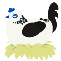 花灰, a white and sable chicken with a neck-speckle pattern