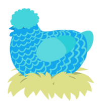 A sky and aqua chicken with a lace pattern