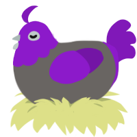 Argent, a grey and violet chicken with a head pattern