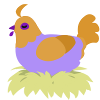 A lilac and orange chicken with a head pattern
