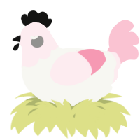 A white and rose chicken with a head pattern