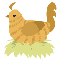 A honey and gold chicken with a bar pattern