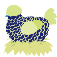 A navy and lemon chicken with a lace pattern