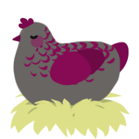 A grey and wine chicken with a half-lace pattern