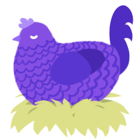 A blurple and indigo chicken with a lace pattern