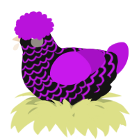 A black and amethyst chicken with a lace pattern