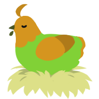 Radioactive Sandwich, a grass and ochre chicken with a head pattern