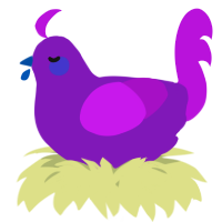 A violet and amethyst chicken